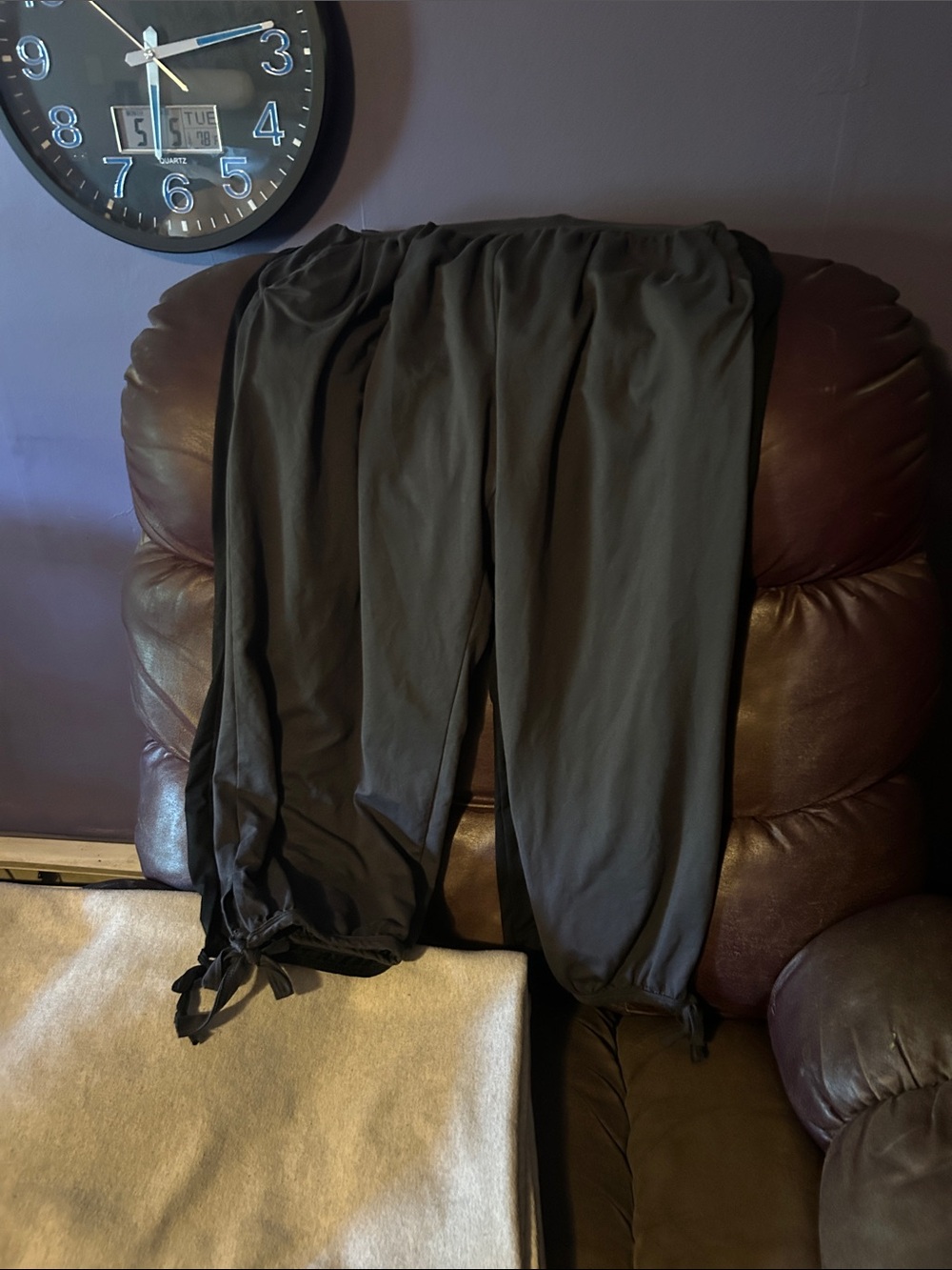 Women's Casual Drawstring Hem Pants - Black